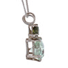 Trilliant Merkaba Cut Aqua Blue Obsidian & Moldavite Pendant Necklace in Sterling Silver