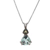 Trilliant Merkaba Cut Aqua Blue Obsidian & Moldavite Pendant Necklace in Sterling Silver