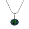 10ct Australian Black Opal Cabochon & Diamond Pendant in 14kt White Gold