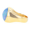 Australian Lightning Ridge Blue Opal Cabochon Ring in 14K Solid Gold Size 8