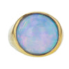 Australian Lightning Ridge Blue Opal Cabochon Ring in 14K Solid Gold Size 8