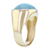 Australian Lightning Ridge Blue Opal Cabochon Ring in 14K Solid Gold Size 8