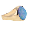 Australian Lightning Ridge Blue Opal Cabochon Ring in 14K Solid Gold Size 8