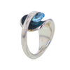 Round Blue Topaz Pressure Set in Sterling Silver Ring by Bora Size 7