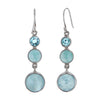 Faceted Blue Topaz Larimar Aqua Marine Stack Earrings