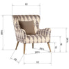 Manhattan Mid Century Modern Armchair in Graphic Pattern Linen Damask