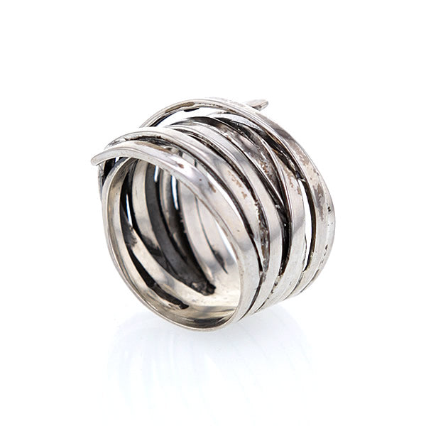 Sterling Silver Multi Wrap Around Band Artisan Ring