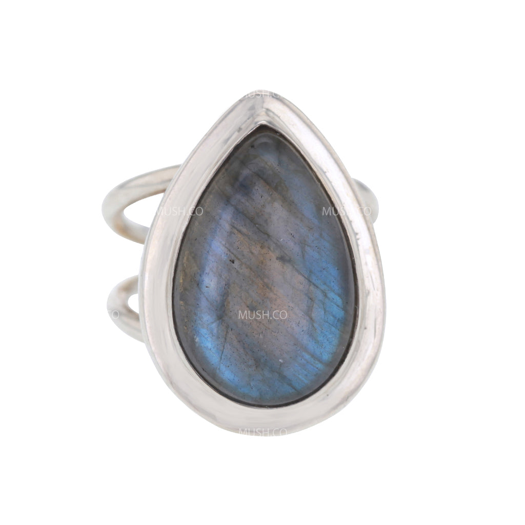 Teardrop Labradorite Sterling Silver Ring Size 8