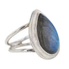 Teardrop Labradorite Sterling Silver Ring Size 8