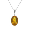 Oval Radiant Cut Citrine Pendant Necklace in Sterling Silver Setting