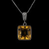 Princess Cut Citrine Pendant Necklace in Sterling Silver Setting