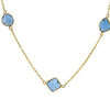 Natural Blue Diamond Slices on 14kt Solid Gold Necklace