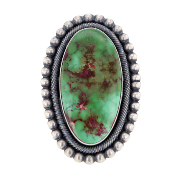 Massive Navajo Sterling Silver Ring with Royston Turquoise by E R B size 9