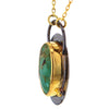 Black Rhodium Plate & 14K Gold Plate Oval Turquoise Pendant Necklace