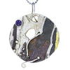 Coralli Italian Designer Necklace in Hammered Silver, 14k Gold & Amethyst