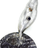 Conchiglia Spirale Italian Designer Necklace in Sterling Silver, Gold & Black Zircone