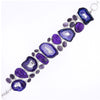 Agate Druze Lapis Amethyst Iolite and CZ Sterling Silver Link Bracelet