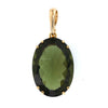 Mother Oval Faceted Moldavite Pendant Necklace in 14K Solid Gold Setting