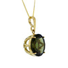 Brightstar Moldavite Pendant Necklace in 14K Solid Gold Setting