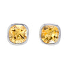 Citrine Crystal Stud Earrings in Sterling Silver