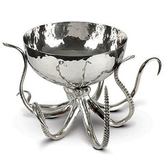 Luxury Octopus Punch Bowl Ice Tub in Sterling Silver Pewter