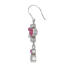 Faceted White Topaz & Ruby Crystal Earrings in Sterling Silver