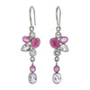 Faceted White Topaz & Ruby Crystal Earrings in Sterling Silver