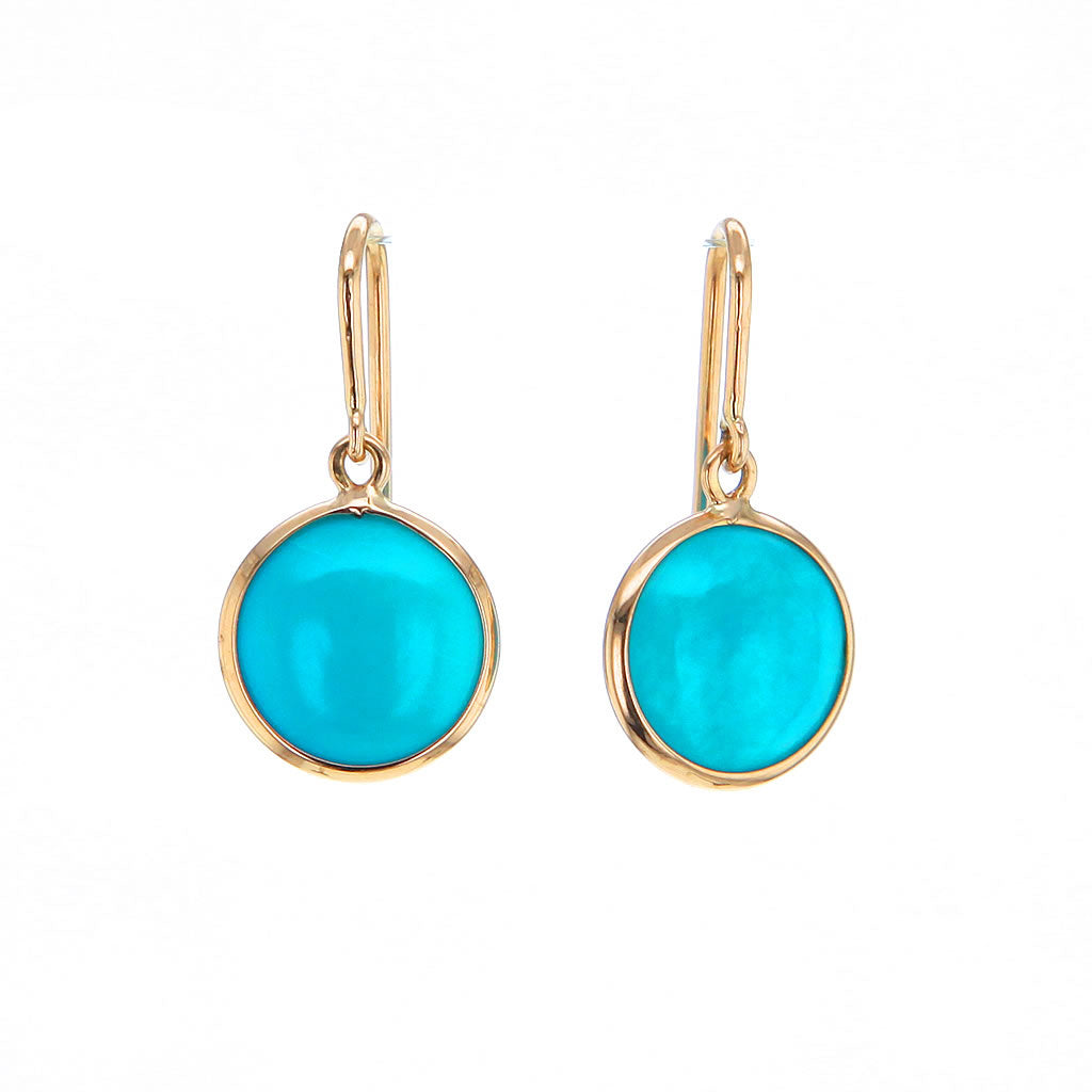 Sleeping Beauty Turquoise Earrings in 18K Solid Gold