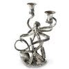 2 Taper Table Octopus Candelabra in Sterling Silver Pewter