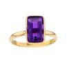 18K Solid Gold Ring with Baguette Cut Amethyst Size 7