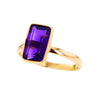 18K Solid Gold Ring with Baguette Cut Amethyst Size 7