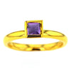 14K Gold Plated Sterling Silver Ring with Square Amethyst Crystal Size 7