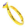 14K Gold Plated Sterling Silver Ring with Square Amethyst Crystal Size 7