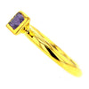 14K Gold Plated Sterling Silver Ring with Square Amethyst Crystal Size 7