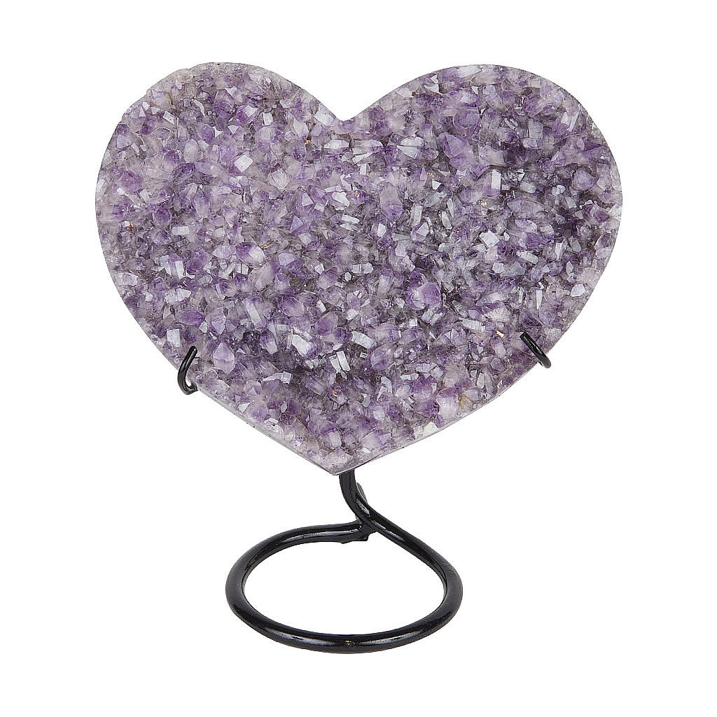 Amethyst Druse Geode Heart on Stand v2