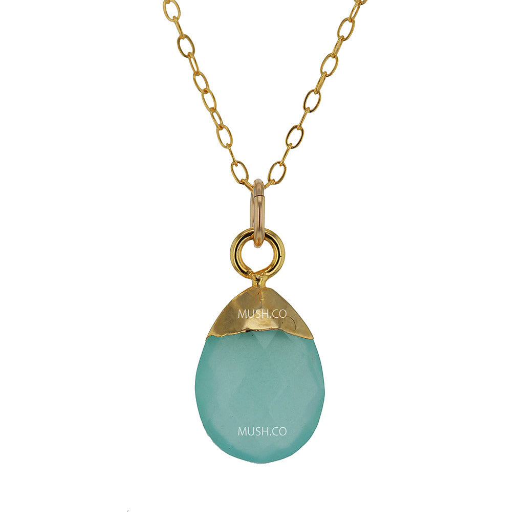 Petite Faceted Chalcedony Pendant Necklace in Gold Filled Sterling Silver
