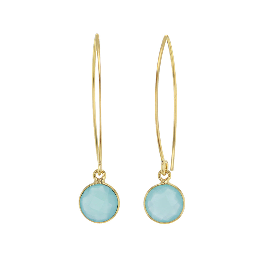 Aqua Chalcedony Dangle Earrings in Gold Filled Sterling Silver