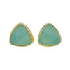 Triangle Aqua Chalcedony Stud Earrings in Gold Filled Sterling Silver