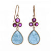 Aquamarine & Ruby Earrings in 18K Solid Gold