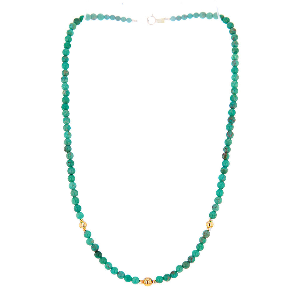 Beautiful Kingman Turquoise Waterfall Necklace with 14K Solid Gold Beads