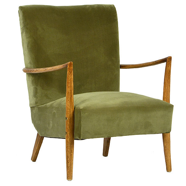 Becker Mid Century Flemish Green Velvet Armchair