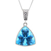 Triangular Trillion Cut Blue Topaz & Sterling Silver Pendant Necklace