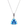 Triangular Trillion Cut Blue Topaz & Sterling Silver Pendant Necklace