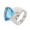 Trilliant Cut AAA Blue Topaz Sterling Silver Ring Size 11