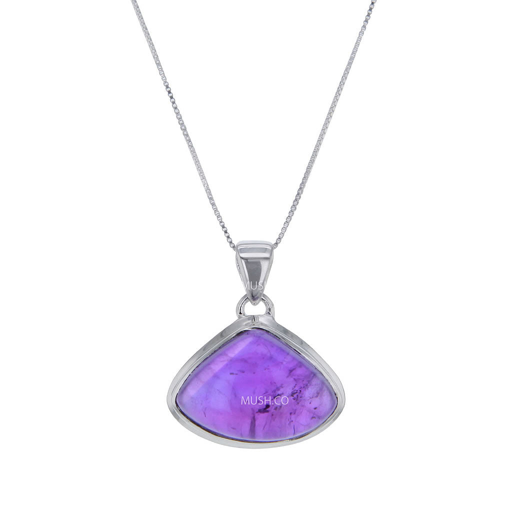 Arch Cabochon Amethyst Pendant Necklace