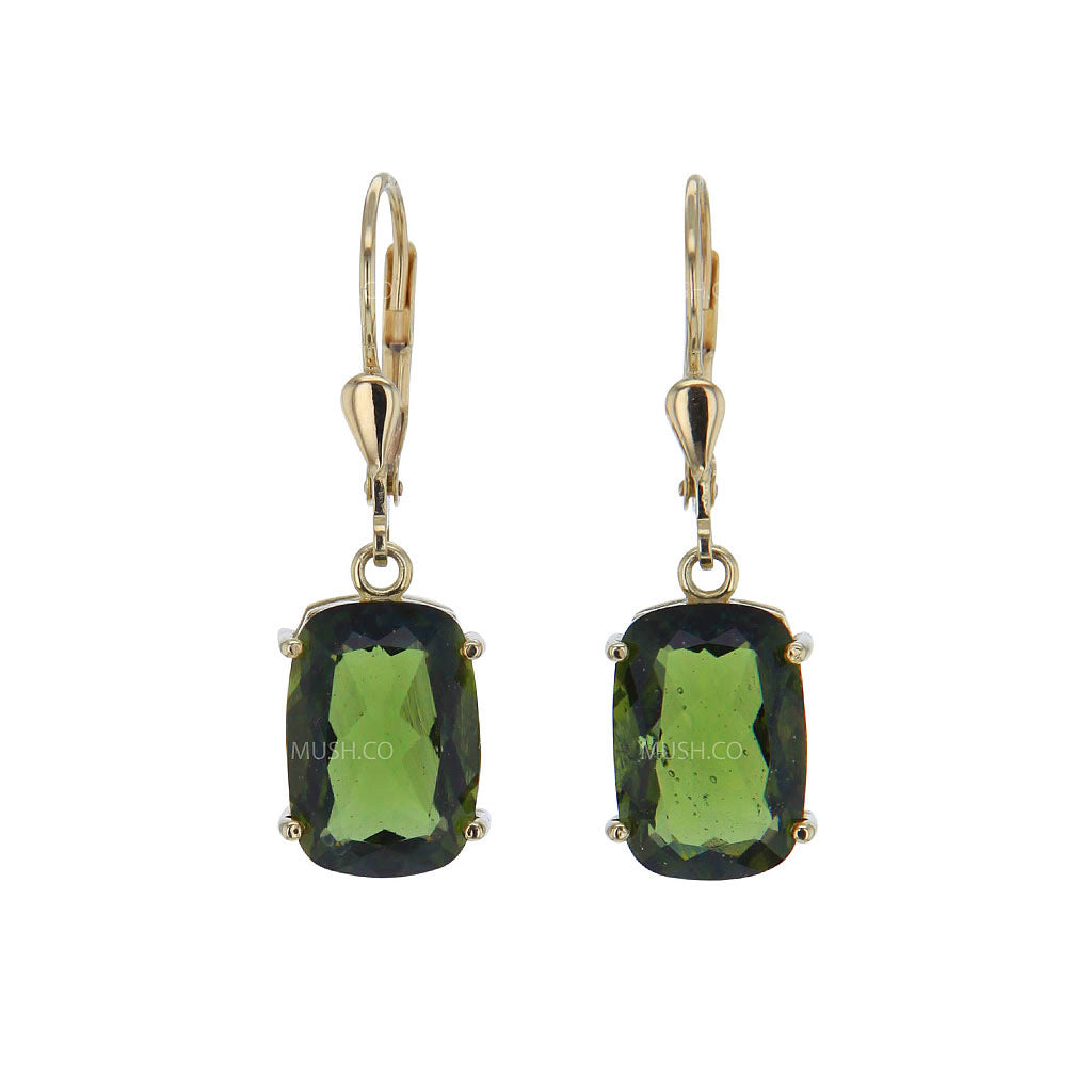 Cosmos 14K Gold Moldovite Earrings