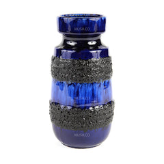 Cobalt Blue and Black Lava Glaze Vase Made in West Germany by Scheurich v2