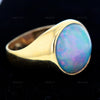 Australian Lightning Ridge Blue Opal Cabochon Ring in 14K Solid Gold Size 8