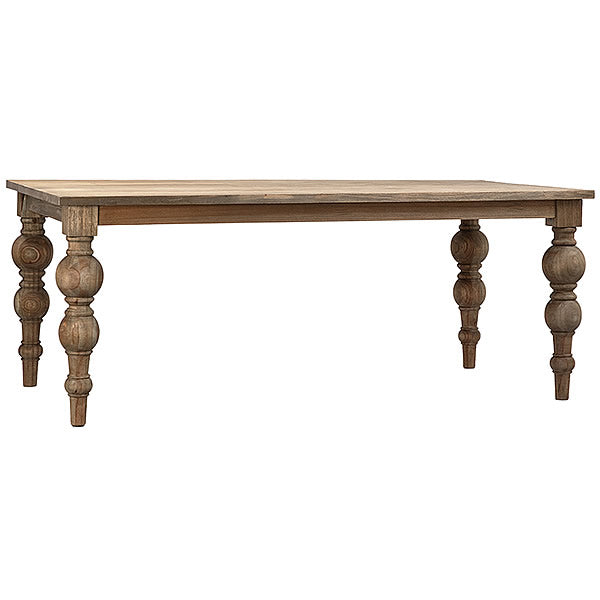 Mindi and Pine Wood Dining Room Table With Turned Legs