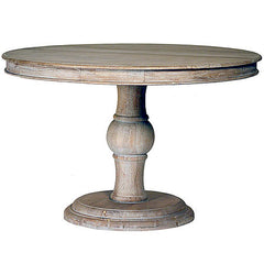 47 Inch Sawn Top Rustic Dining Table From Blond Indian Hardwood in Sealed Gray Finish